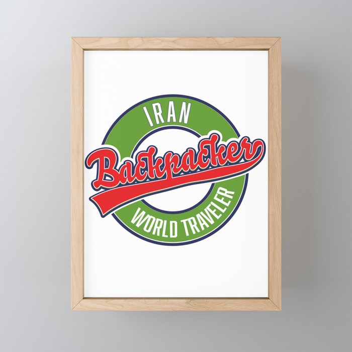 Iran backpacker world traveler logo Framed Mini Art Print