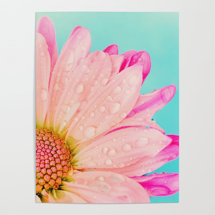Retro pastel summer daisy Poster