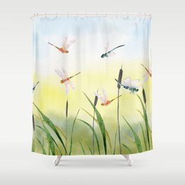 Dragonfly Party  Shower Curtain