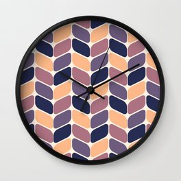 Vintage Diagonal Rectangles Multicolored Yellow Purple Wall Clock