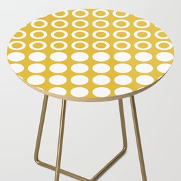 Mid Century Modern Circles And Dots Mustard Yellow Side Table