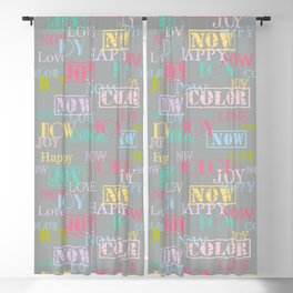 Enjoy The Colors - Colorful typography modern abstract pattern on gray background Blackout Curtain