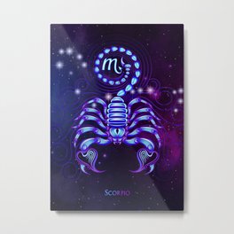 Zodiac neon signs — Scorpio Metal Print | Esoterics, Stars, Space, Synthwave, Horoscope, Mystic, Graphicdesign, Spiritual, Astrology, Karma 