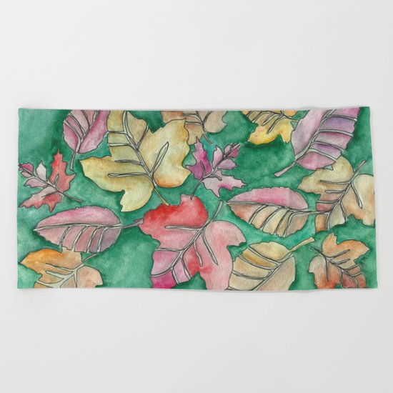Fall Leaves Fall Beach Towel