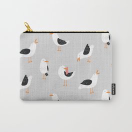 Seagull Bird Seamless Pattern on Pastel Silver Grey Carry-All Pouch