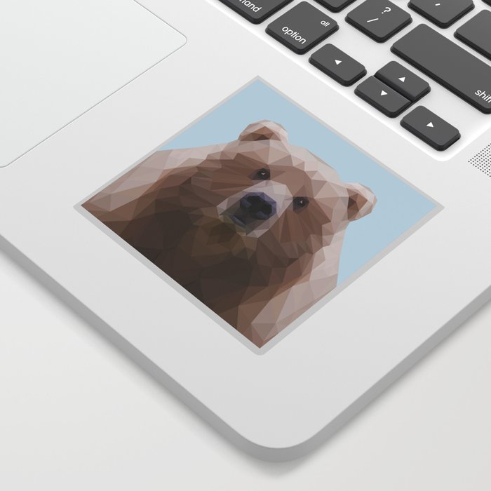 Cute geometric bear on blue/grey background Sticker