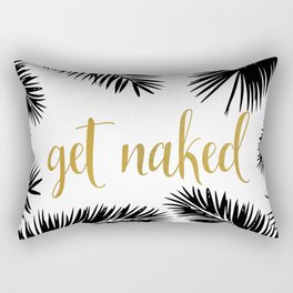 Get Naked, Bathroom Art, Black and White, Palms Print, Meme Rectangular Pillow