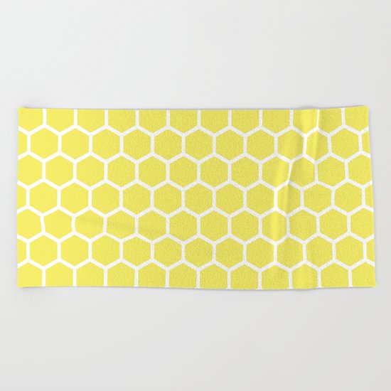Summery Happy Yellow Honeycomb Pattern- MIX & MATCH Beach Towel