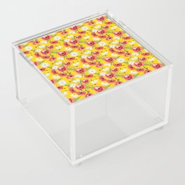 Daisy and Poppy Seamless Pattern on Yellow Background Acrylic Box