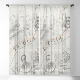 Vintage art deco poster Sheer Curtain