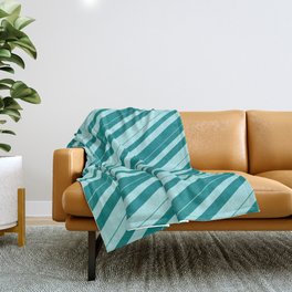 [ Thumbnail: Teal & Turquoise Colored Lines/Stripes Pattern Throw Blanket ]