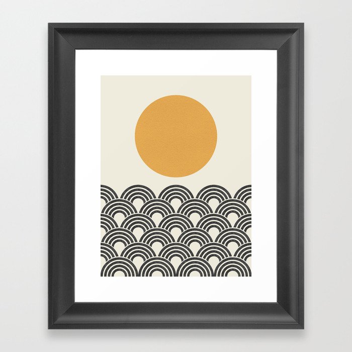 Sun & Wave - Oriental Pattern Framed Art Print