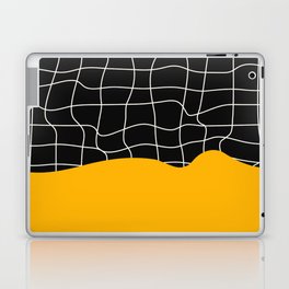 Sunkissed Gold | Warp Grid: Midnight Black Edition Laptop & iPad Skin | Art, Gold, Lines, Stripes, Grid, Yellow, Minimal, Wavy, Checkers, Wave 