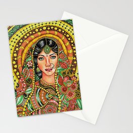 Beautiful indian woman portrait in zen style Stationery Cards