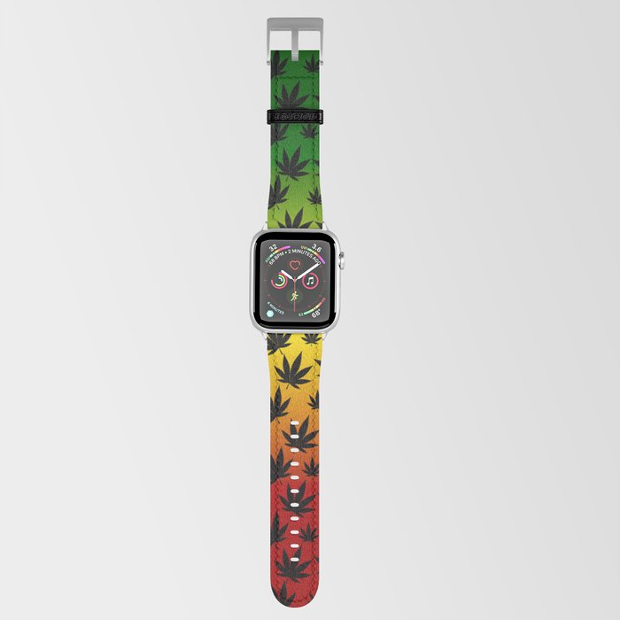 Rasta, marijuana, cannabis, weed, leaves, Rastafarian, Jamaica , Jamaican Apple Watch Band