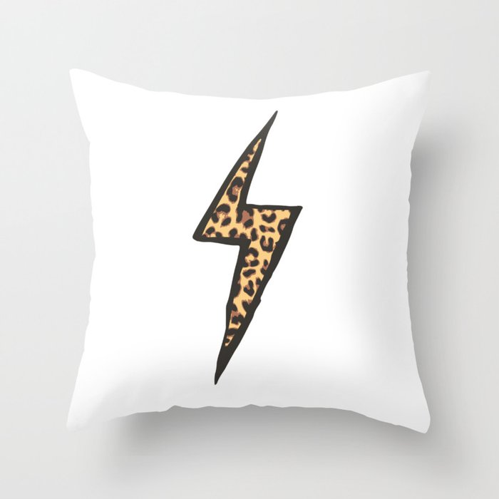 leopard lightning spark Throw Pillow