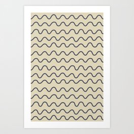 Abstract Wave pattern / beige navy blue Art Print