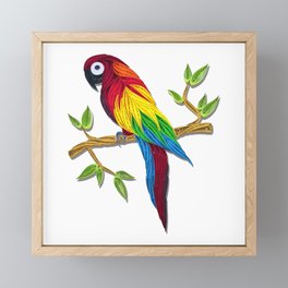 A Colorful parrot from Nature in Quilling Paper Design Framed Mini Art Print