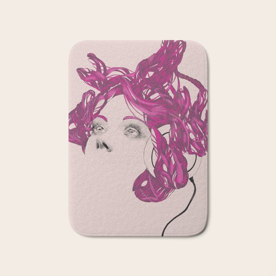 pink bunny lady Bath Mat