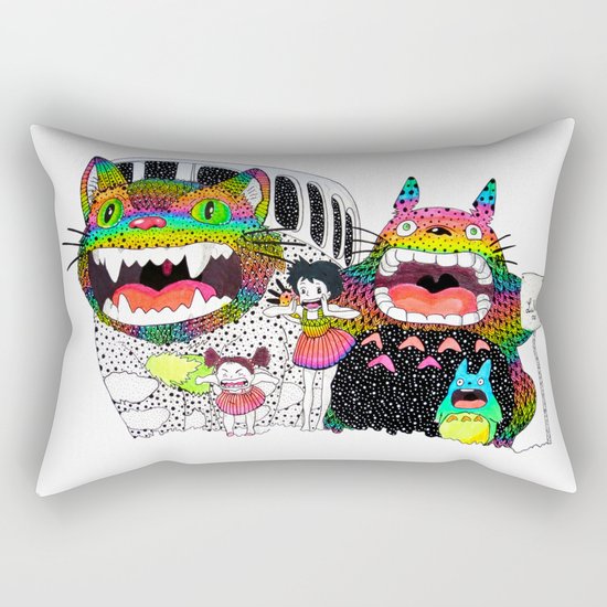 Totoro fan art (cat bus) by Luna Portnoi Rectangular Pillow