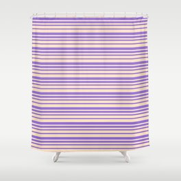 [ Thumbnail: Bisque & Purple Colored Lines/Stripes Pattern Shower Curtain ]