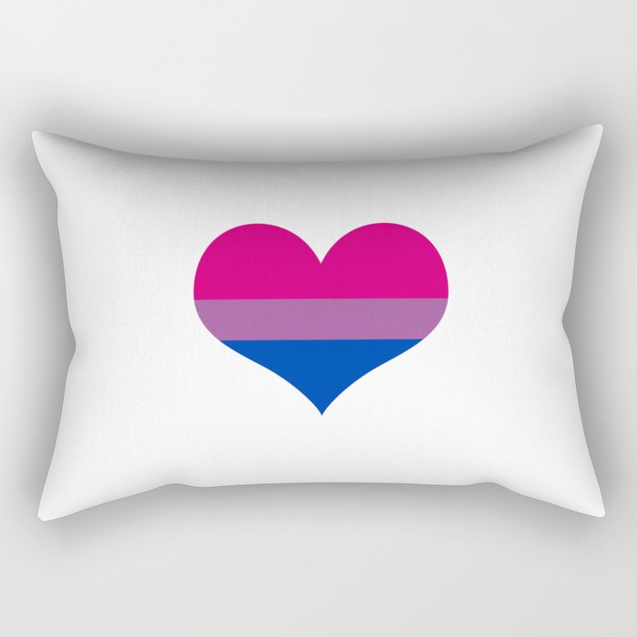 Bisexual pride flag colors in a heart shape Rectangular Pillow