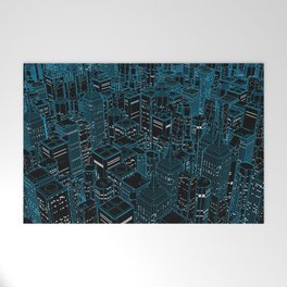 Night light city / Lineart city in blue Welcome Mat