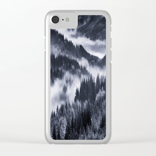 Misty Forest Mountains Clear iPhone Case