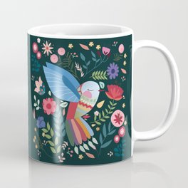 Folk Art Inspired Hummingbird With A Flurry Of Flowers Coffee Mug