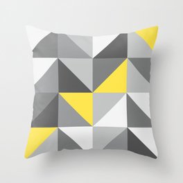 Ultimate Gray Yellow geometrics Retro triangle check Throw Pillow