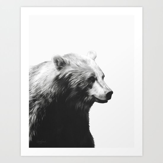 Bear // Calm (Black + White) Art Print