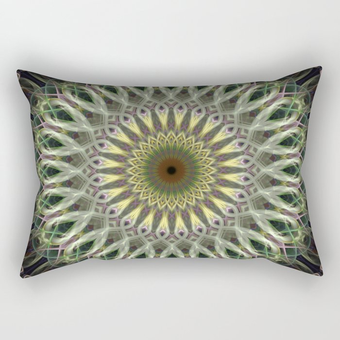 Gold and green mandala Rectangular Pillow