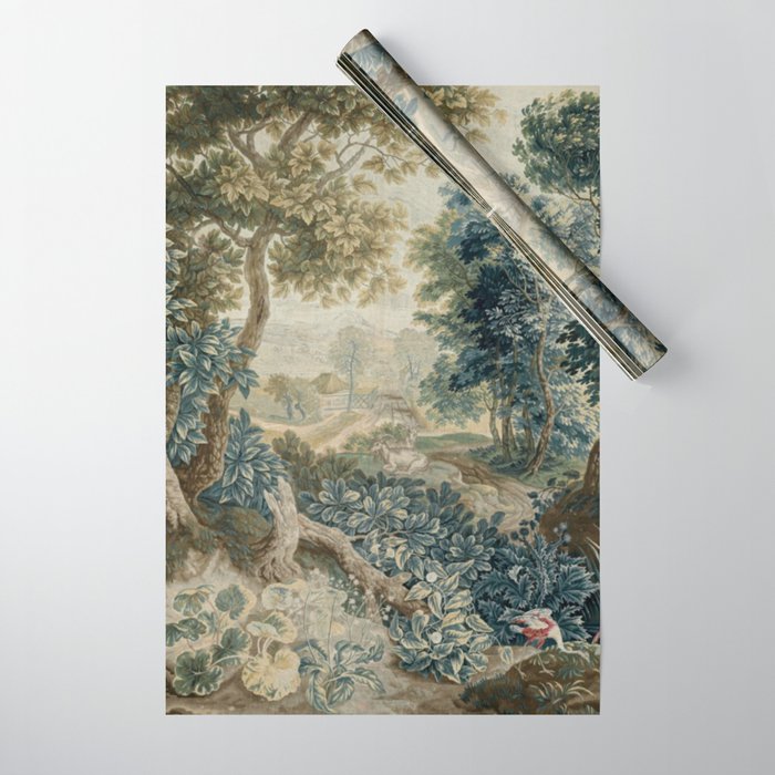 Antique 18th Century Flemish Verdure Tapestry Wrapping Paper