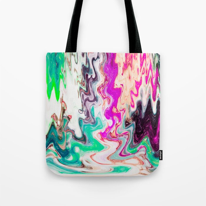 Wavy Fluid Paint Abstraction In Turqouise Tote Bag