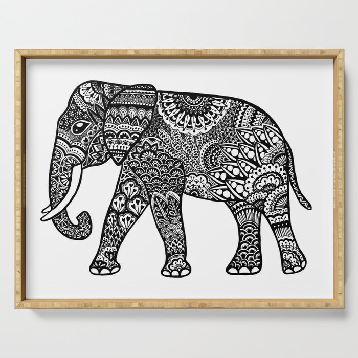Zentangle elephant pattern Serving Tray