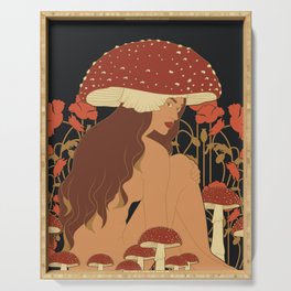 Mystical Mushroom Woman  Serving Tray