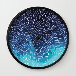 blue water wave mosaic colorgrade Wall Clock