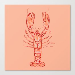 Peach Lobster Watercolor Canvas Print