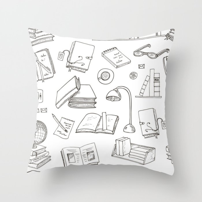 Book pattern Throw Pillow