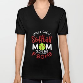 Great Softball Mom V Neck T Shirt