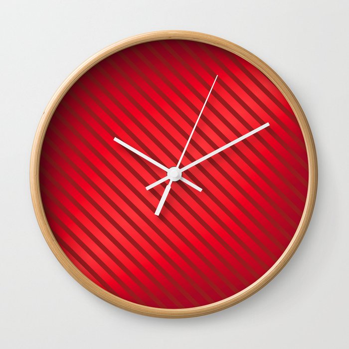 ABSTRACT CANDY STRIPE RED DIAGONAL LINE BACKGROUND. Wall Clock
