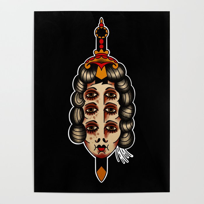 Traditional lady tattoo Poster