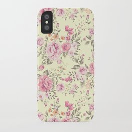 Shabby roses pink and yellow iPhone Case