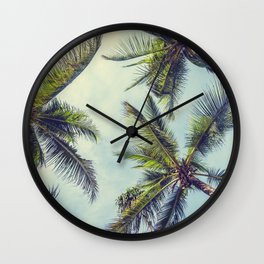 Sprawled Palms Wall Clock | Leaves, Sky, Fall, Fronds, Photo, Tropical, Resortliving, Palms, Island, Summer 
