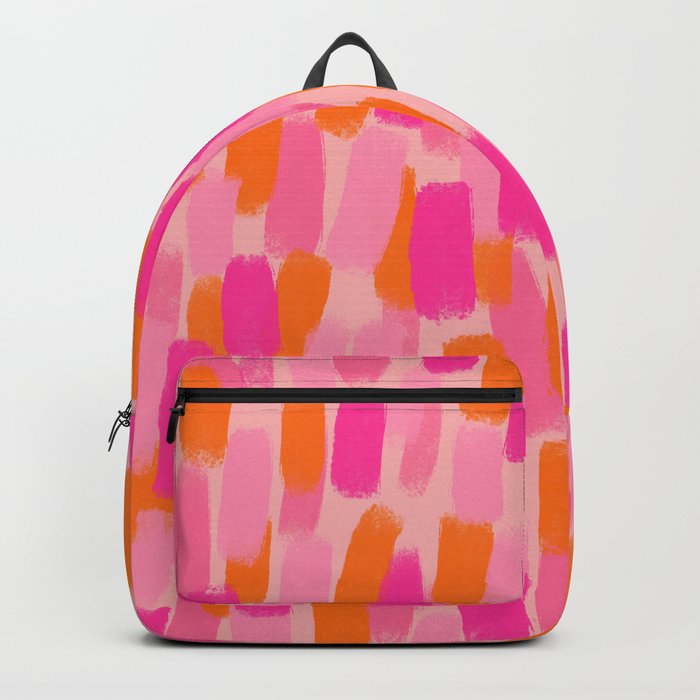 Abstract, Paint Brush Effect, Orange and Pink Backpack