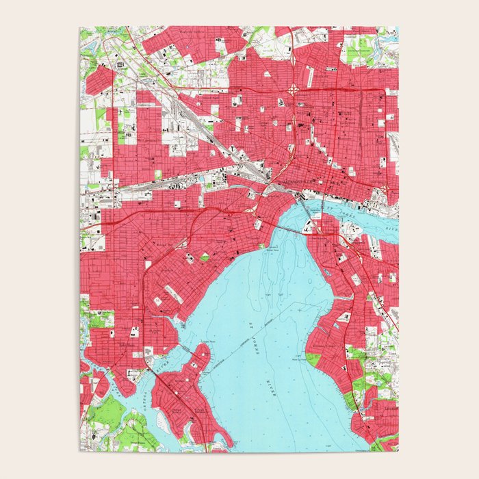 Vintage Map of Jacksonville Florida (1964) 2 Poster by BravuraMedia