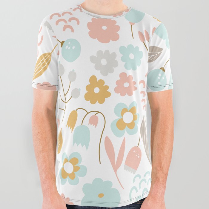Seamless pastel floral pattern All Over Graphic Tee