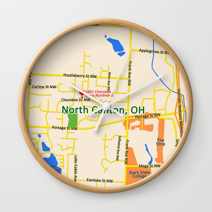 Map of North Canton, OH Wall Clock