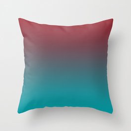 Red and Aqua Gradient Ombre Blend 2021 Color of the Year Satin Paprika and Vintage Teal Throw Pillow