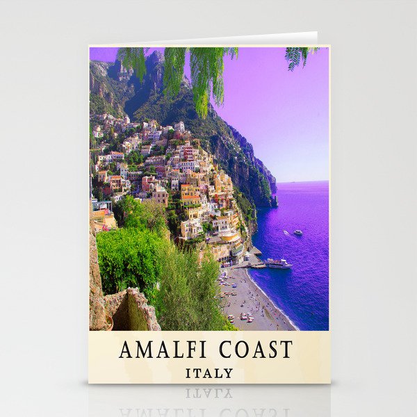 Amalfi Coast Italy Positano Mediterranean Sea Travel Summer Holiday Architecture City Stationery Cards